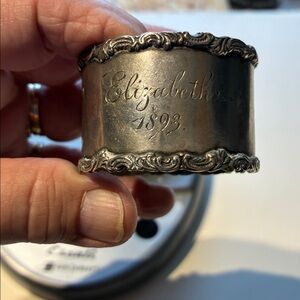 Very old sterling napkin ring holder dated 1893